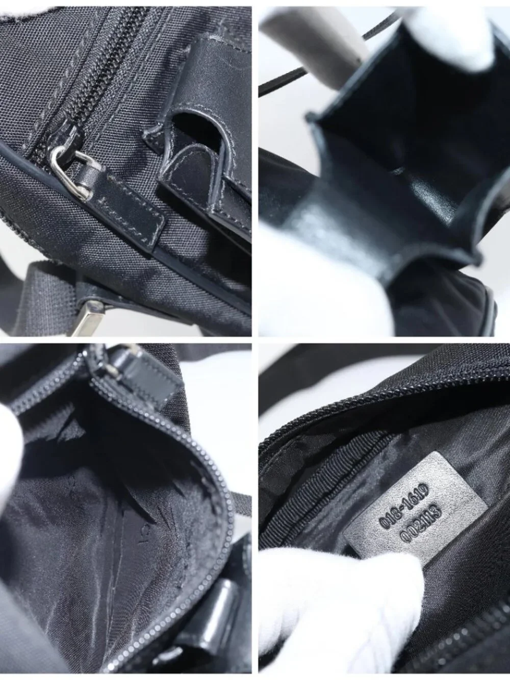 GUCCI Shoulder Bag Nylon Black Silver 018 1619 Auth 170116